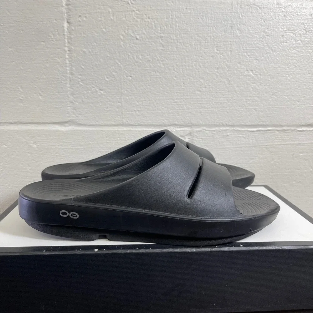 Oofos OOahh Sport Recovery Slides Black Comfort Sandal Slip On Men's 9 US/42 EU